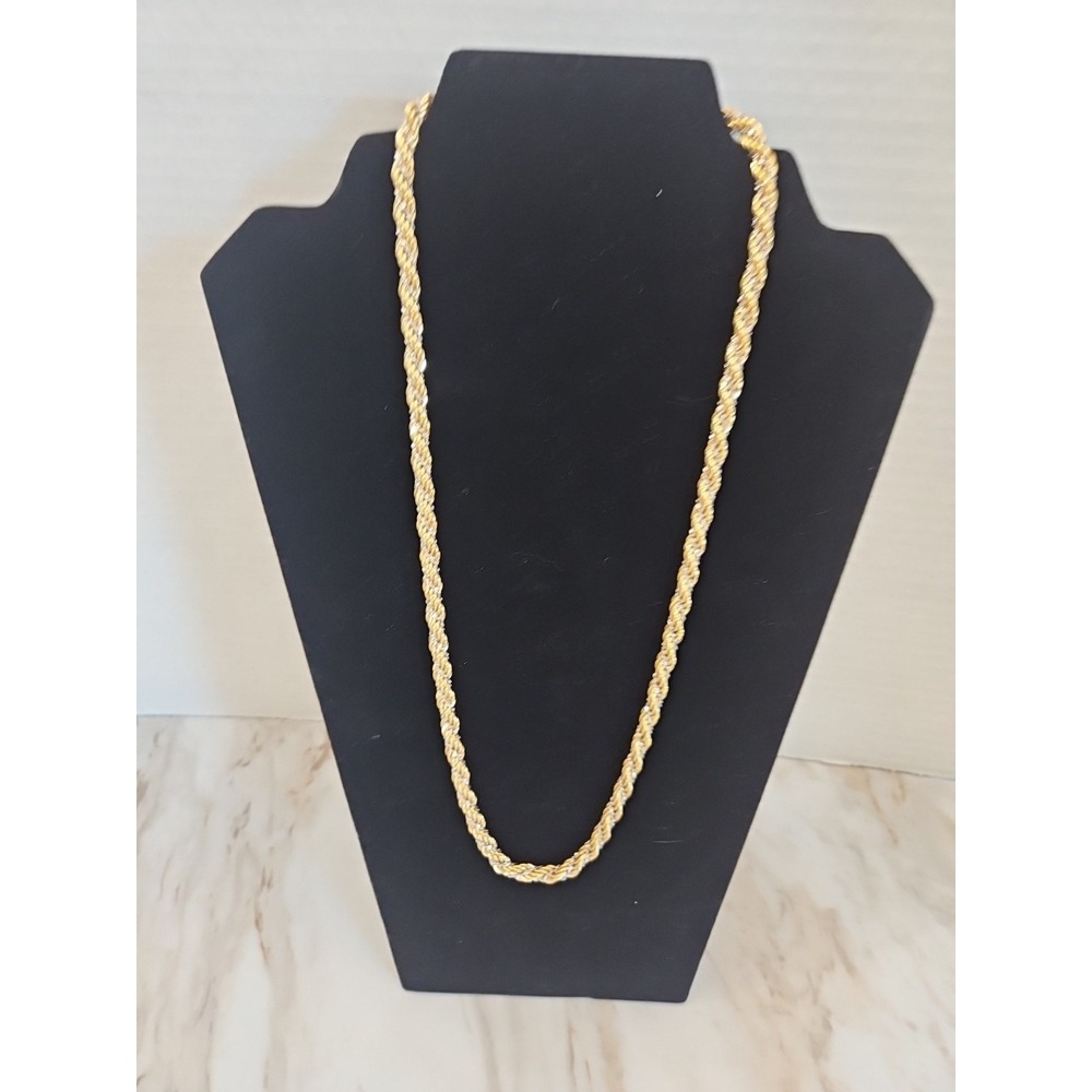 Vintage 24" Monet  thick Gold Tone w strand silver strand Rope Chain Necklace